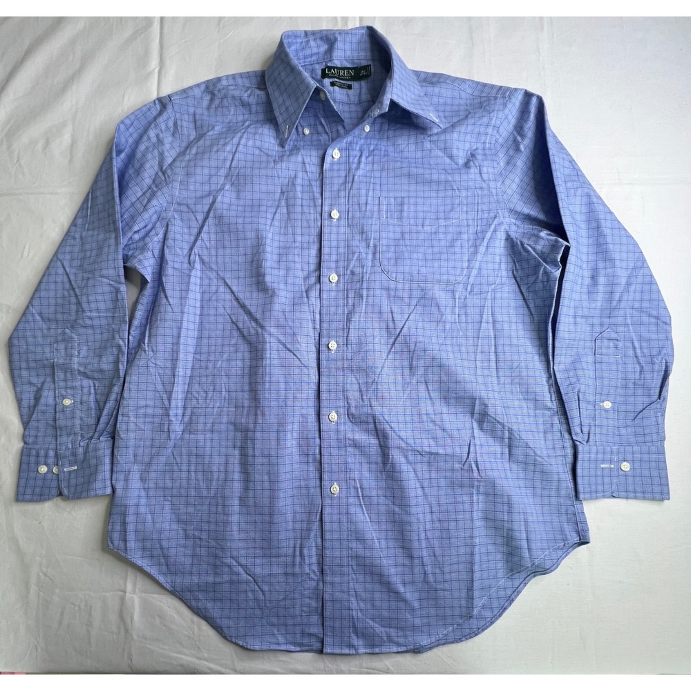 Lauren‎ Ralph Lauren Mens 16½ 32/33 Blue Checkered Classic Fit Non Iron Shirt
